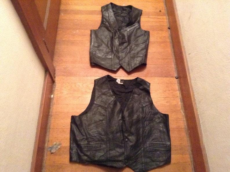 Vintage men's motorcycle vest leather 1970's new old made USA not jacket or coat pick 1 size men's 38 40 46 image 1
