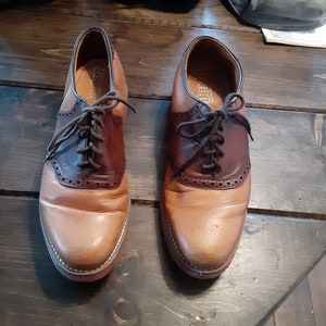 Vtg 80s Dexter USA Made Mens 11M Two-Tone‎ Leather Saddle Shoes Brogue Oxfords Men main image 3
