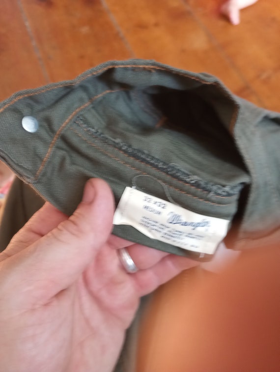 パンツ 70s deadstock Wrangler green Bell Bottom Wrangler 1970 Vintage Green Cotton Deadstock Men Waist 28 29
