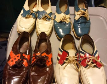 Vintage gebrauchte herren 7 kegelschuhe 1950er jahre turnschuhe schuhe rockabilly zweifarbige leder obermaterial leder stich sohle hipster holen 1 paar