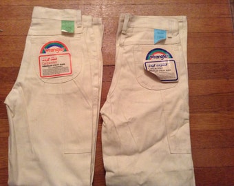 wrangler vintage deadstock painter jeans men&#39;s boys pants new old cotton made USA carpenter pick 1 waist 23 24 white