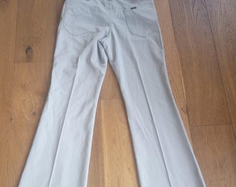 Lee deadstock vintage NOS polyester bell bottom jeans made USA men 34 x 34 flare leg pants 1970 new old gray slacks Disco