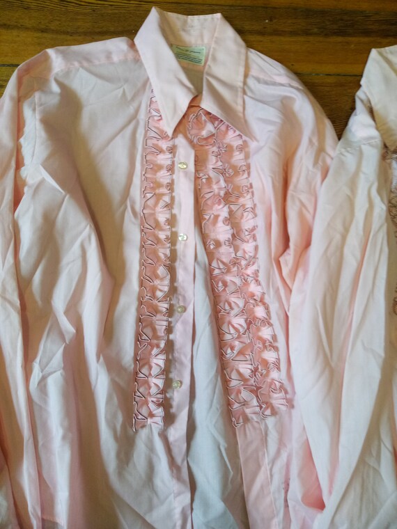 Vintage pink ruffle tuxedo tux shirt boys 10 11 1… - image 4