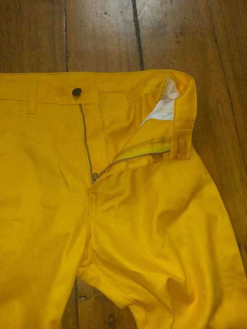 Dee cee 1980s vintage 29x31 hi waisted yellow pants made uSA jeans 5 pocket straight leg wear sneakers t shirt shoes boots jacket image 3