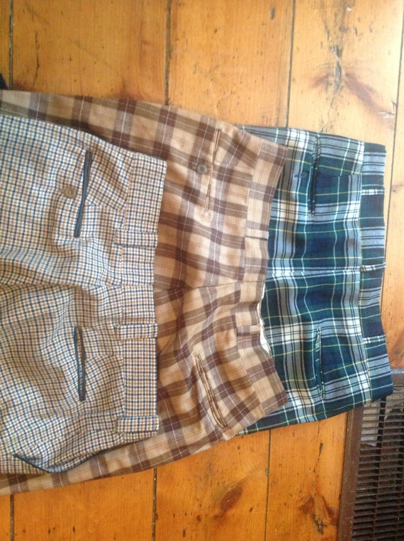 mens plaid vintage wool plaid pants pick 1 1970s … - image 4