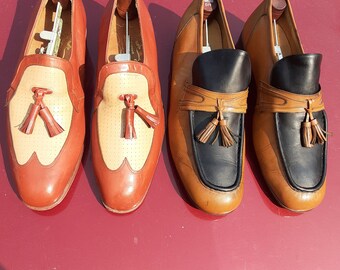 Vintage 70s REGAL White Leather Tassel Loafers Men 13 - Etsy display picture 1