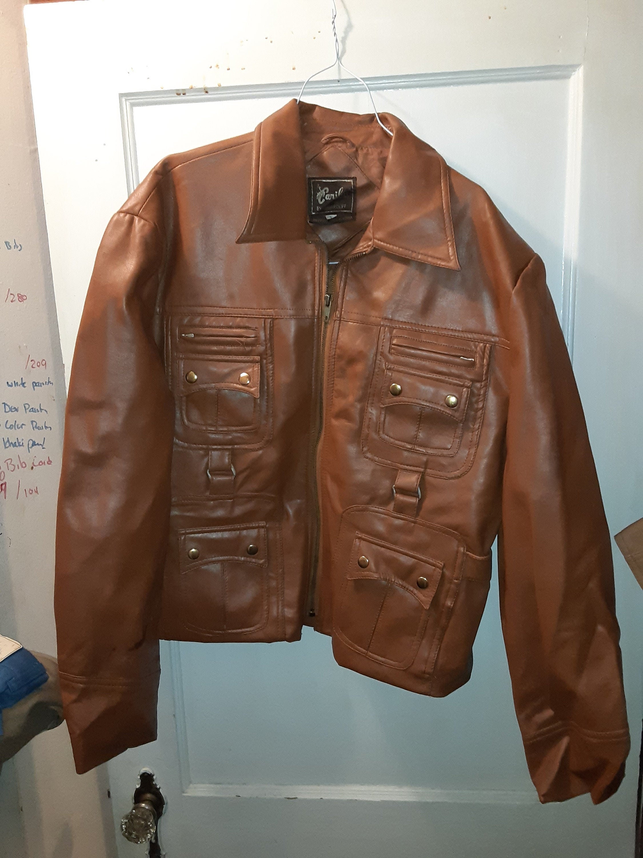 Caribu Vintage Deadstock Vinyl Jacket Coat Men Medium Large 1970