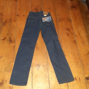 Vintage prewashed dark deadstock lee jean nos USA pant straight leg cotton denim 1980 men 30x36 30x34 31x36 29x34 27x34 26x34 25x30 hi rise