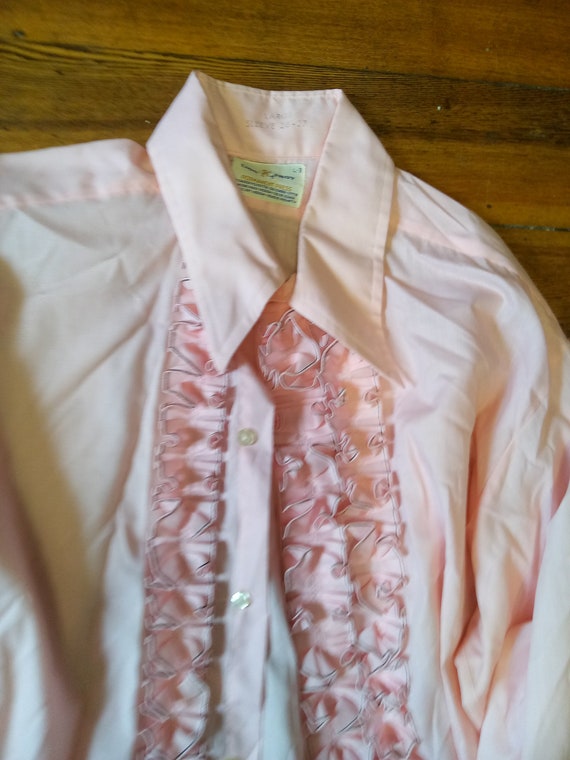 Vintage pink ruffle tuxedo tux shirt boys 10 11 1… - image 5