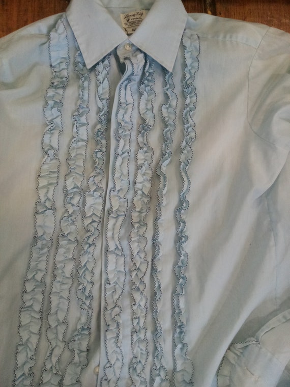 Vintage 7 ruffle tuxedo tux shirt men xs sm med l… - image 8