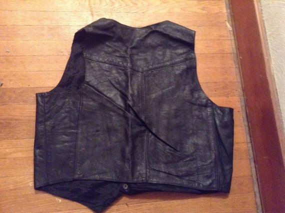 Vintage men's motorcycle vest leather 1970's new … - image 5