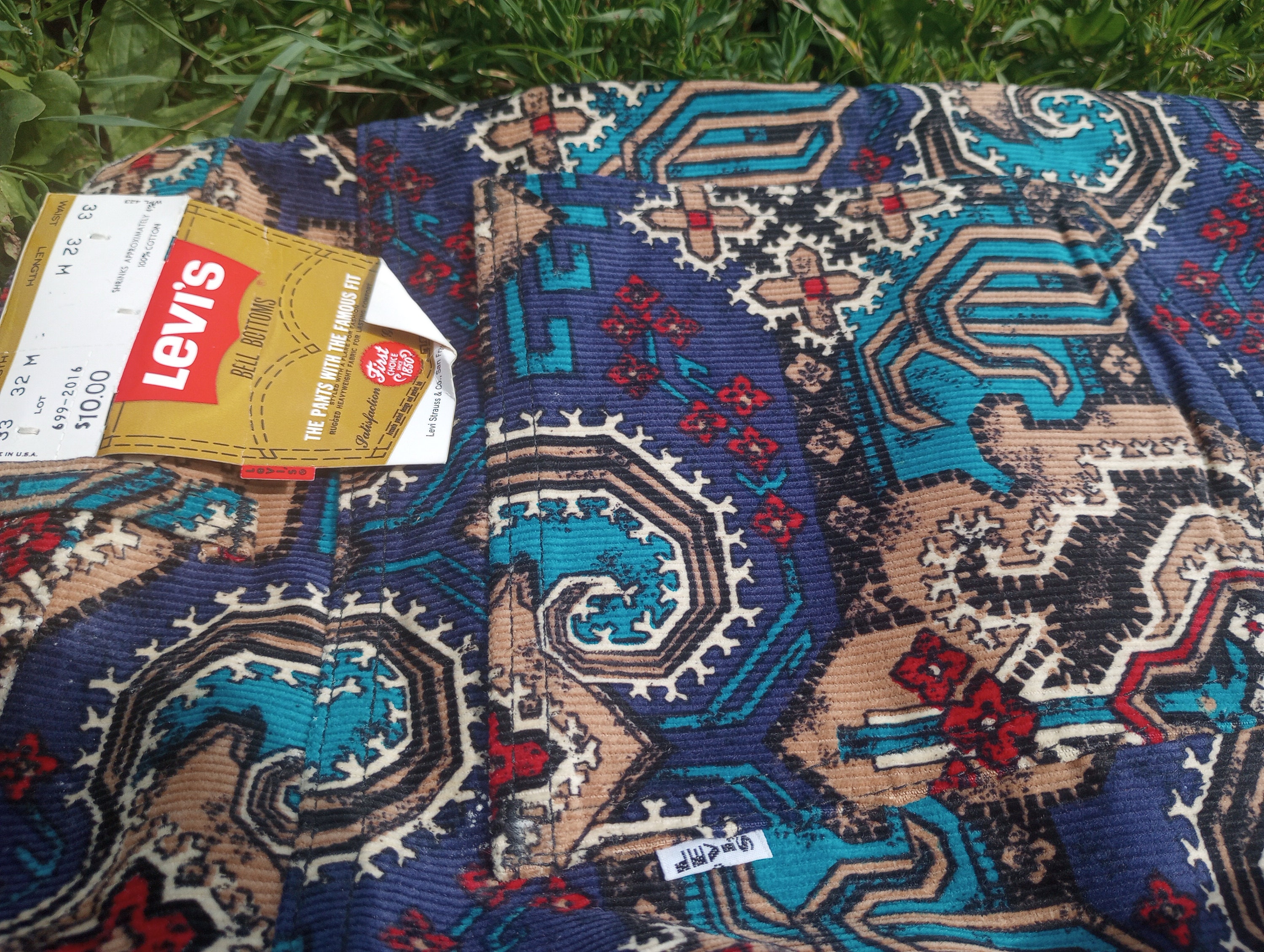 Vintage Deadstock Levi Corduroy Aztec Bell Bottom Jean Pant