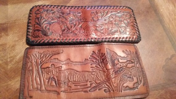 Vintage 1970s leather tooled wallets deadstock ma… - image 4