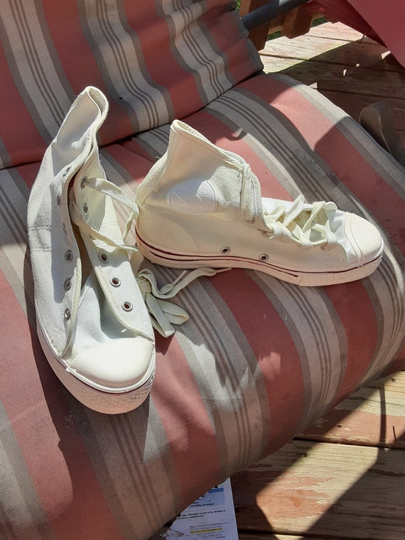Asmont canvas vintage deadstock sneaker shoe 1950 hi top basketball white men 4 women 6 made usa wear t shirt jean pant coat jacket