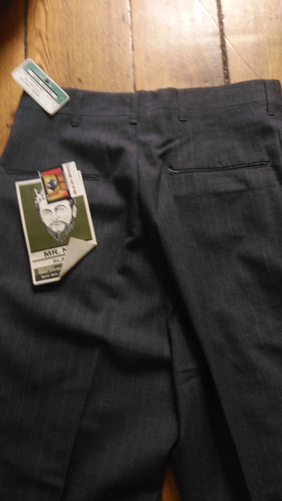 peg leg 1960s vintage deadstock flat front pants … - image 6