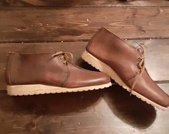 1960 Vintage deadstock nos leather boot split seam shoe USA new men 4.5 6.5 women 6 8 wear jean t shirt pant coat jacket