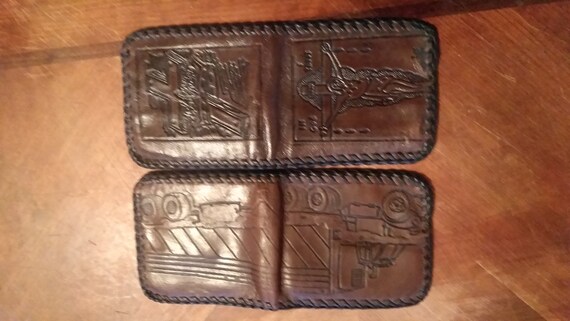 Vintage 1970s leather tooled wallets deadstock ma… - image 6