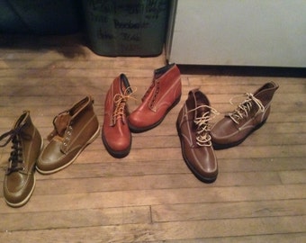 1970's work boots vintage deadstock classic leather made USA pick 1 shoes women 5.5 6 7 8 8.5 9 10