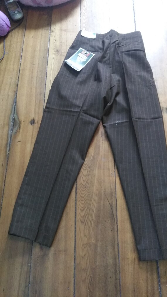 peg leg 1960s vintage deadstock flat front pants … - image 10