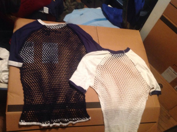 Vintage fishnet ringer mess 1970's tee t shirts d… - image 2