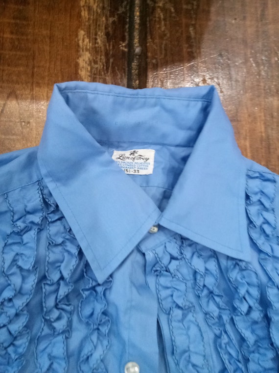 Vintage 7 ruffle tuxedo tux shirt men xs sm med l… - image 5