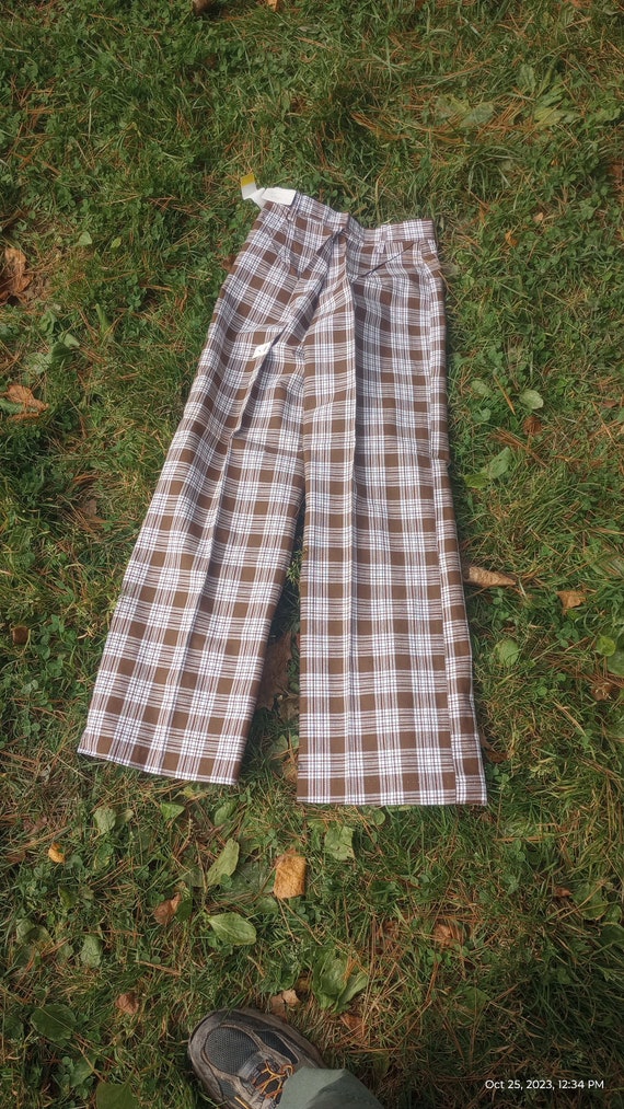 Deadstock vintage plaid wrangler nos bell bottom … - image 9