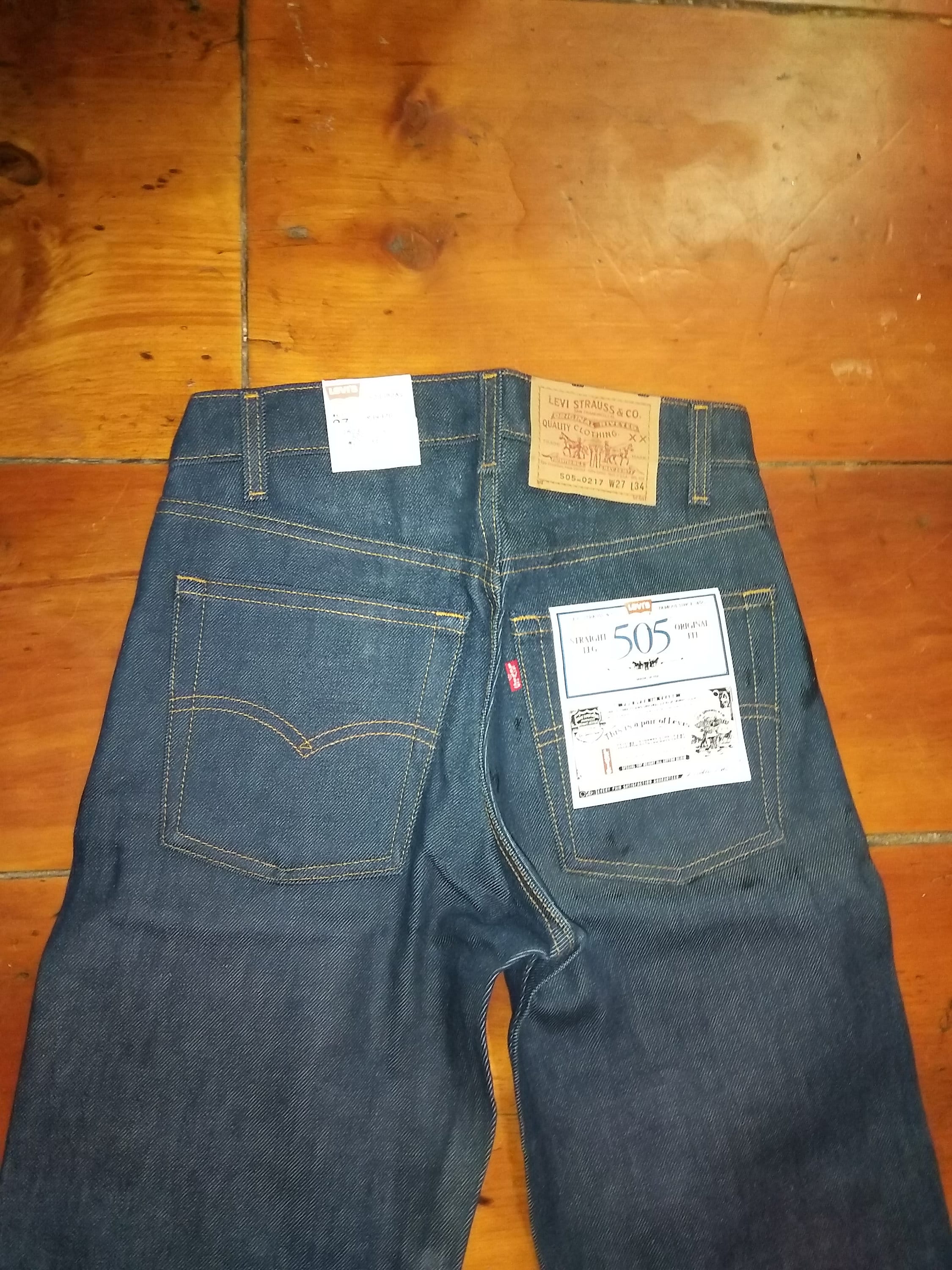 Levi 505 vintage deadstock jean men rigid unwashed straight | Etsy