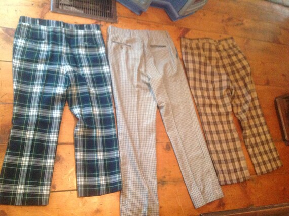 mens plaid vintage wool plaid pants pick 1 1970s … - image 1