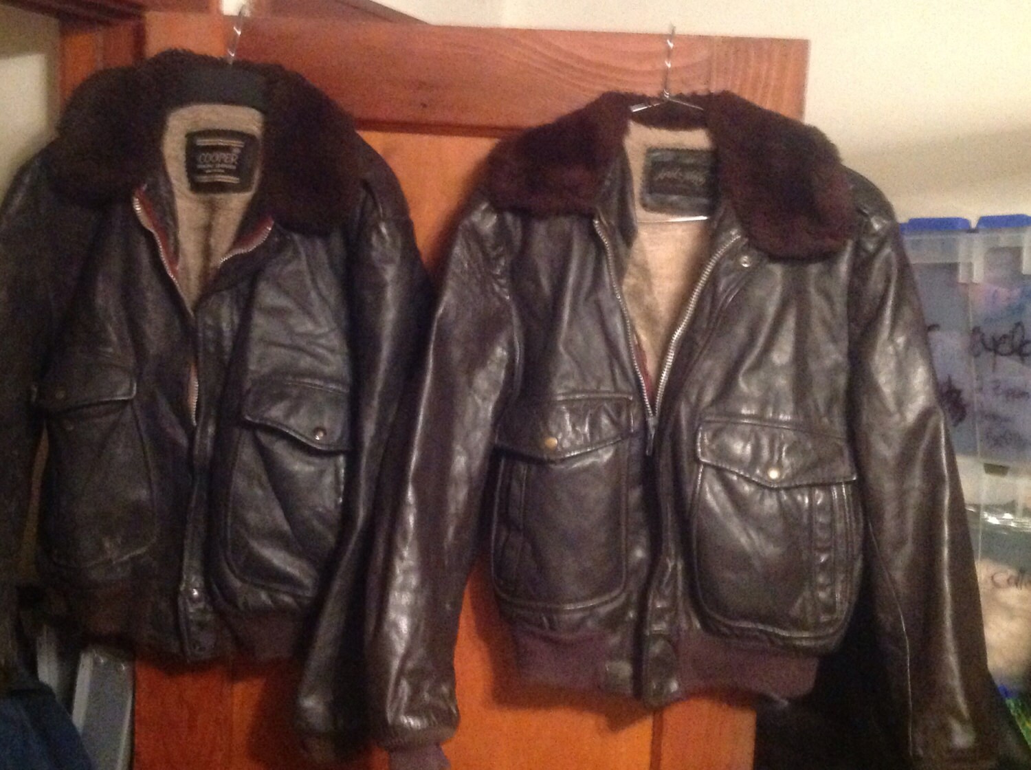 Cooper Others Vintage Leather Bomber Jackets Men s 38 40 42 44 Fur Lined 1970 s Coat Flight Pick 1 Jeans Sneakers 1950s 1960s American Etsy UK