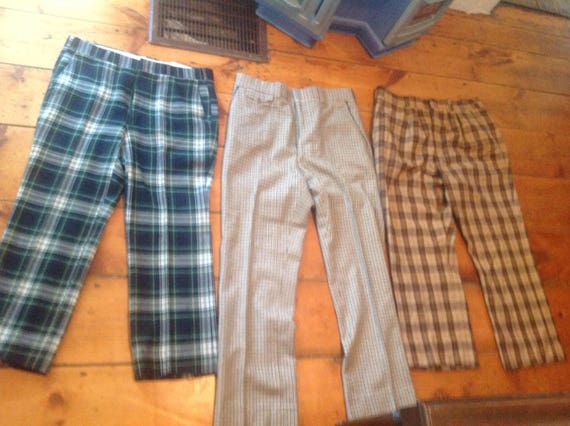 mens plaid vintage wool plaid pants pick 1 1970s … - image 2