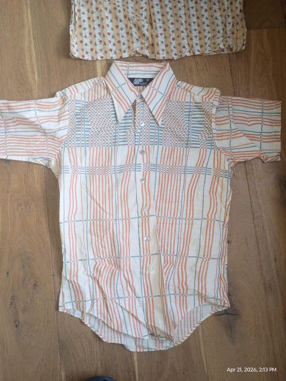 Deadstock vintage NOS new short sleeve button down Oxford 1970 permanent press pattern big collar shirt made USA men sizes pick 1 color size View 2