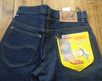 Lee rider vintage deadstock indigo pant unwashed boot cut 1970 USA denim jean talon flare men waist 27 28 29 40 14 oz high rise