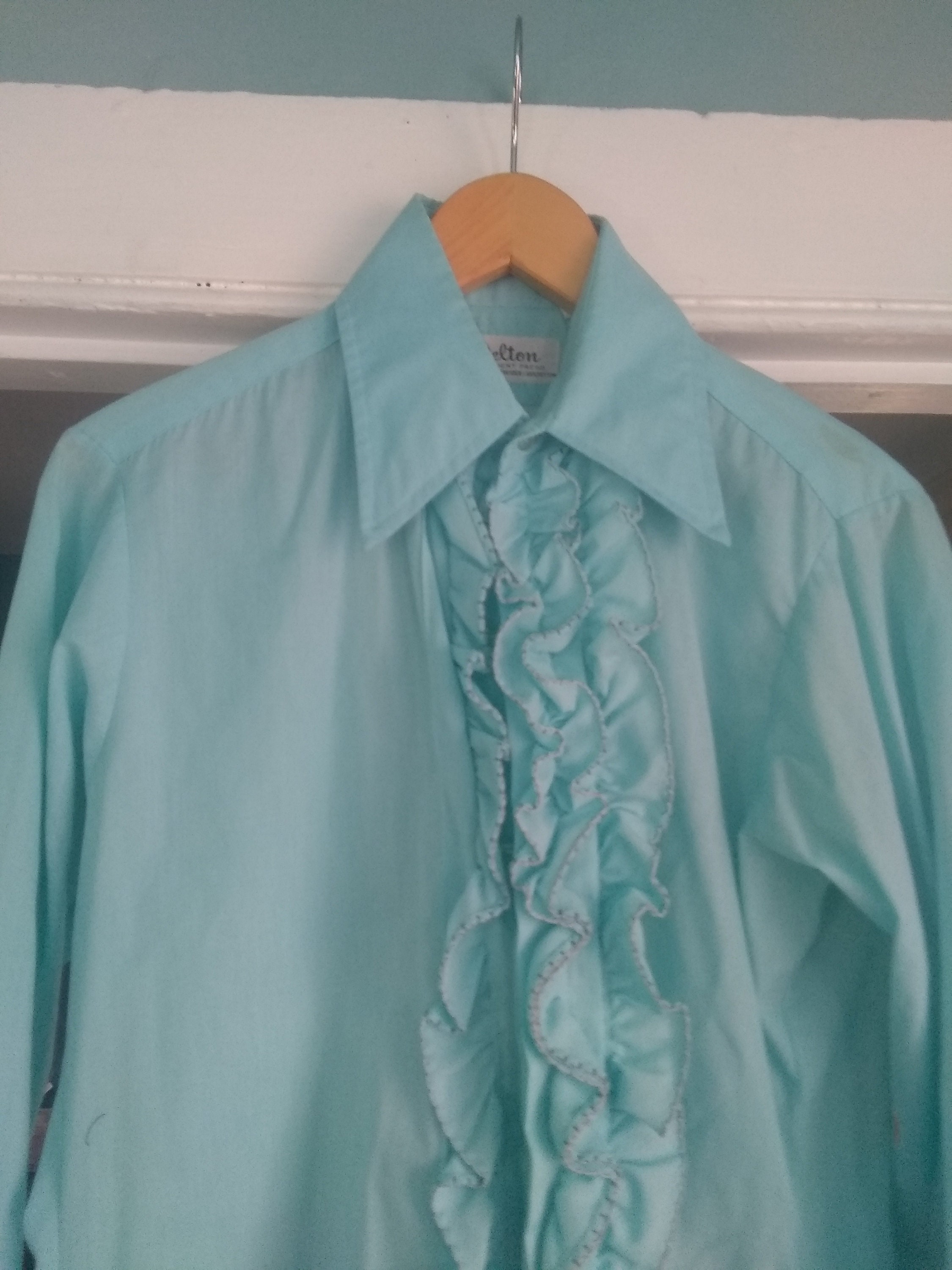 70s Powder Blue Tuxedo With Ruffles Vintage Ruffle Tuxedo Tux