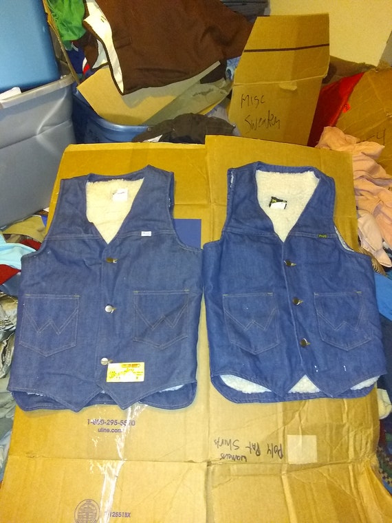 Wrangler Deadstock vintage sheep lined vest 1970'… - image 1