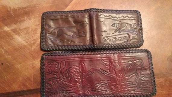 Vintage 1970s leather tooled wallets deadstock ma… - image 4