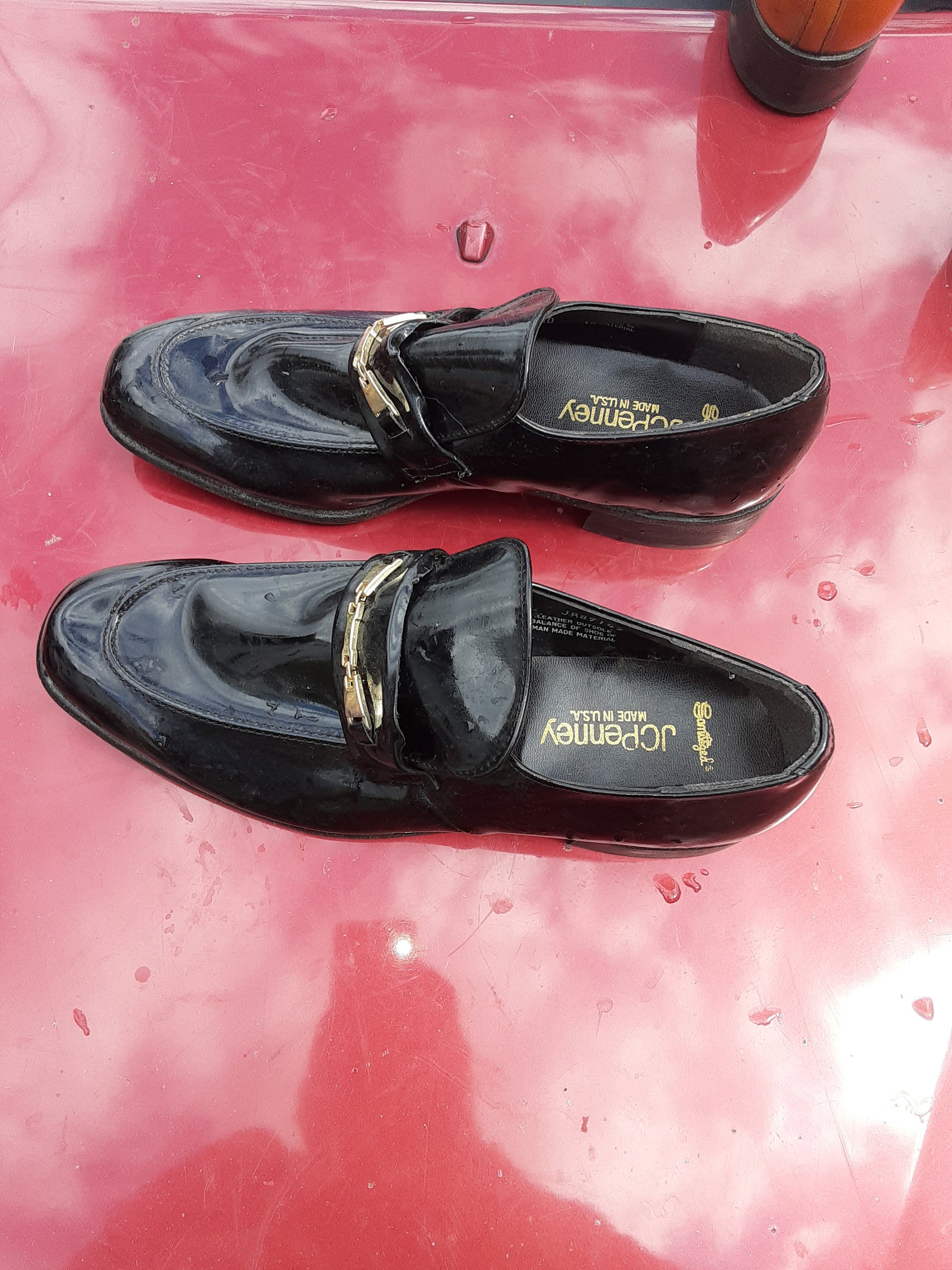【未使用】J.C.PENNYエプロンフロントダービーmade in USA J.c Penny Leather 1970 Pimp Deadstock Men 9.5 D Platform