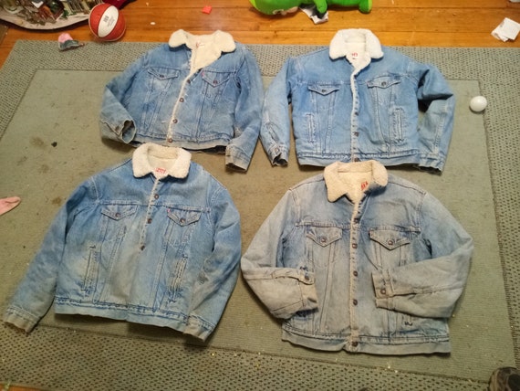 Vintage Levi 1970 Red Fake Sheep Line Sherpa Jean Jacket Made USA