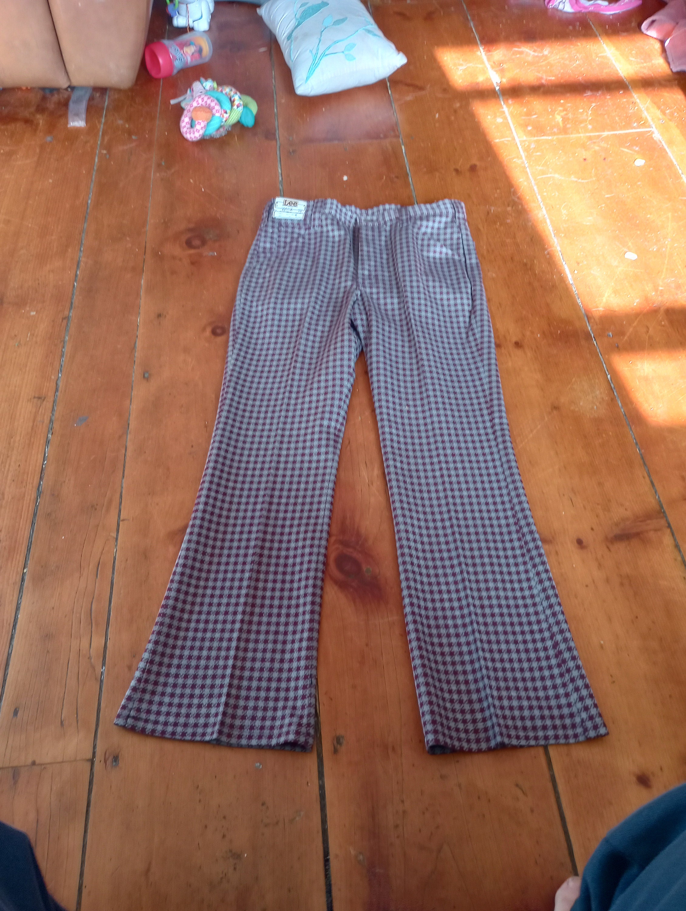 Lee Vintage Deadstock Jean Pant Boot Cut Flare Check Houndstooth  display picture 1