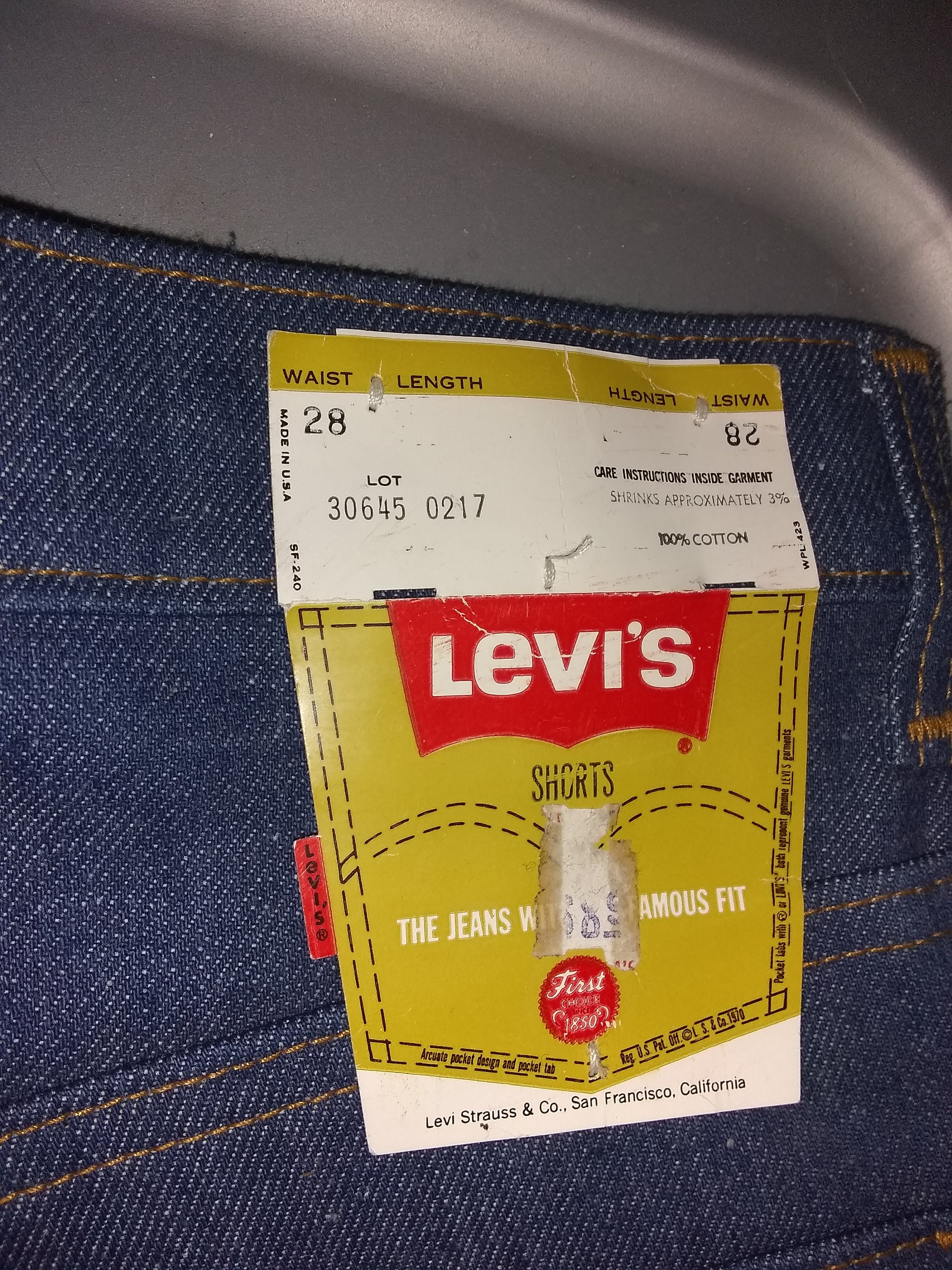 Levi 1970 Deadstock Vintage Short Cotton Denim Men's Pick