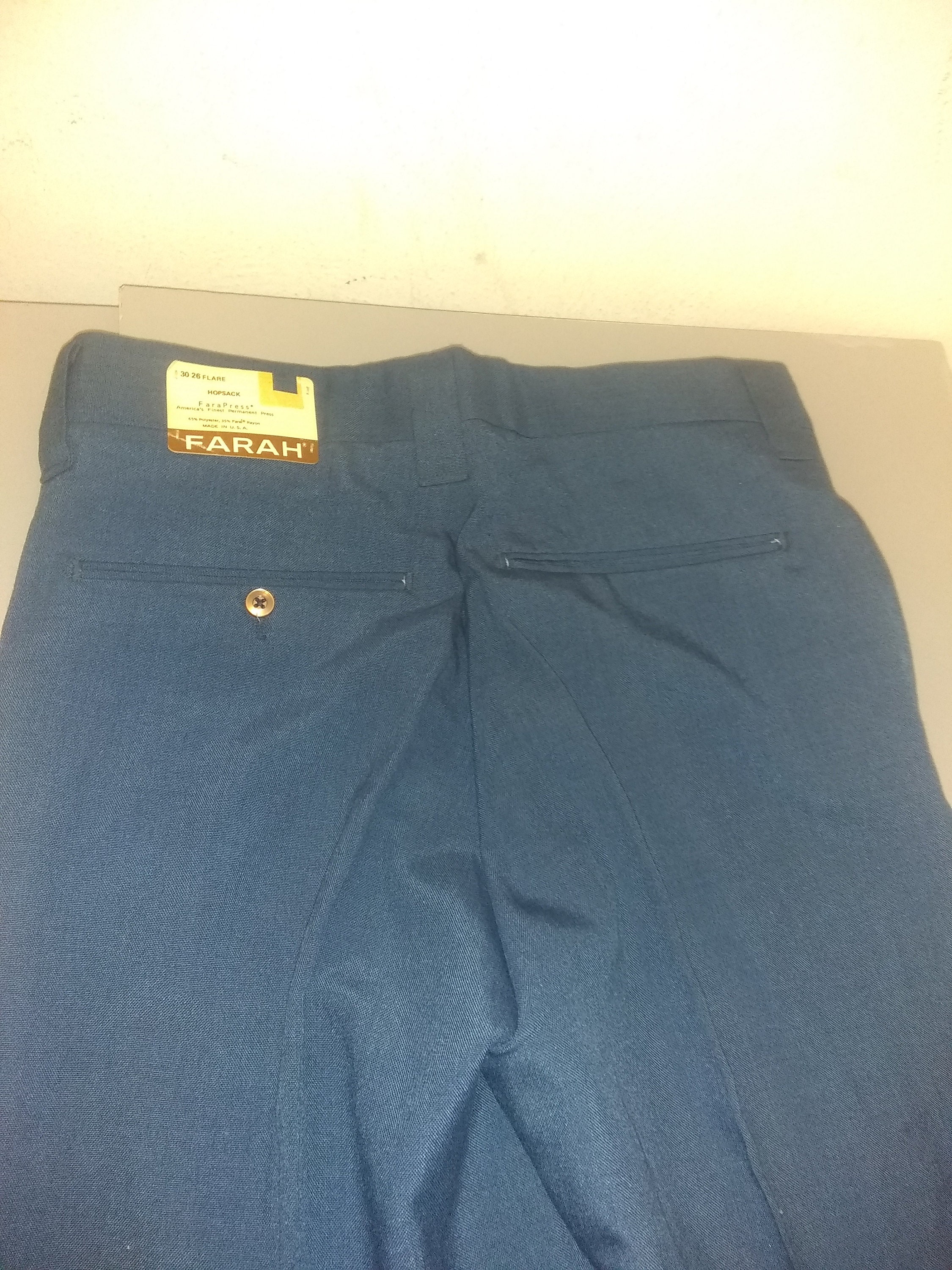 Farah Hopsack Vintage Deadstock Men's Rayon Poly Pants 1970's
