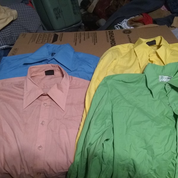 70s Big Collar Shirt - Etsy