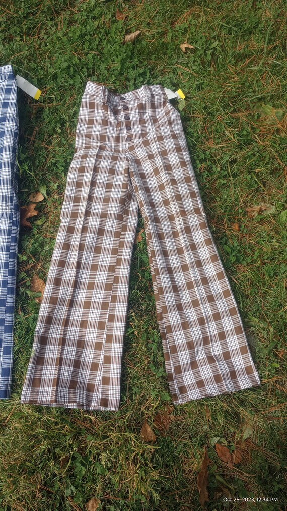 Deadstock vintage plaid wrangler nos bell bottom … - image 2