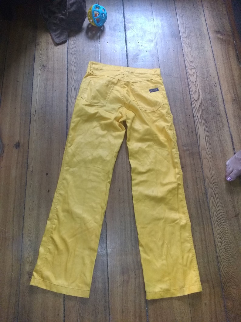 Dee cee 1980s vintage 29x31 hi waisted yellow pants made uSA jeans 5 pocket straight leg wear sneakers t shirt shoes boots jacket image 1