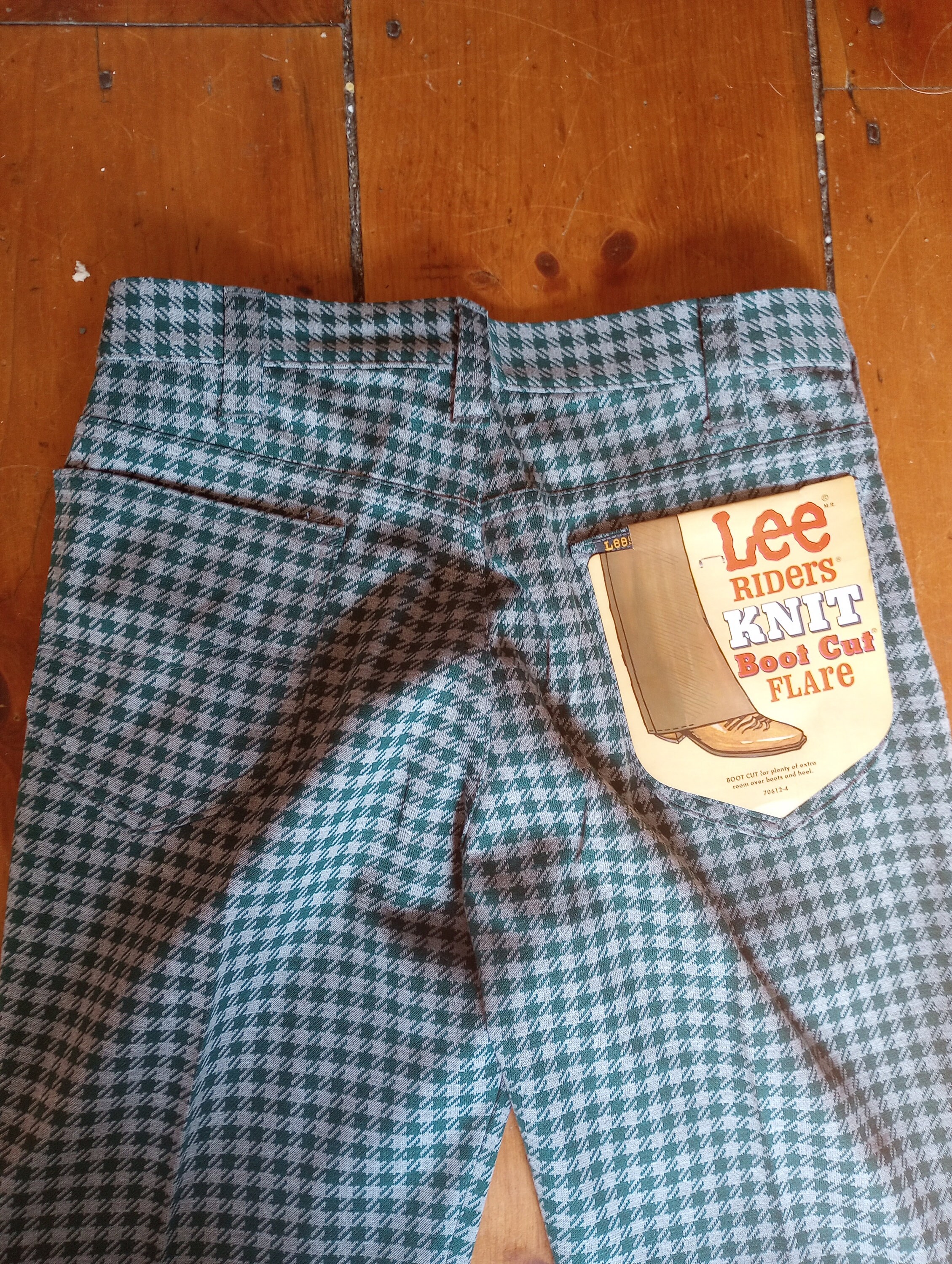 Lee Vintage Deadstock Jean Pant Boot Cut Flare Checked Houndstooth