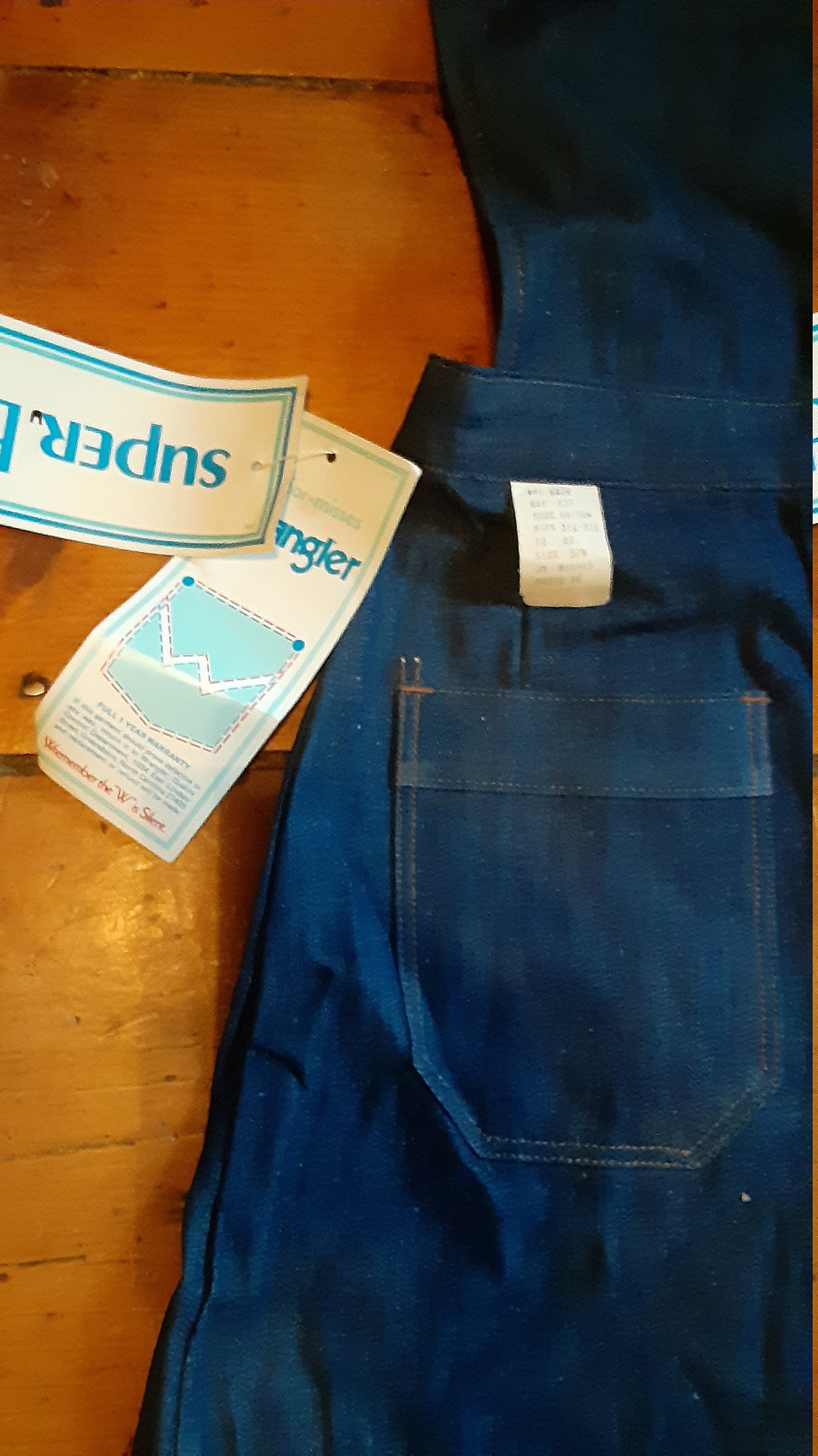 Wrangler Deadstock Rigid Unwashed Denim Bib Overalls Jean Cotton