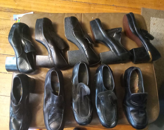 Vintage leather deadstock platform shoes Disco style men 6 7 8 or women 8 9 9.5 new old select one six styles 1970