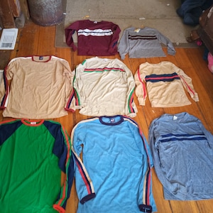 Campi oder Wrangler Langarm-T-Shirt Männer oder Jungen 50 Baumwolle 50 Polyester gestreift 1970 Vintage Dead Stock Made USA made in USA