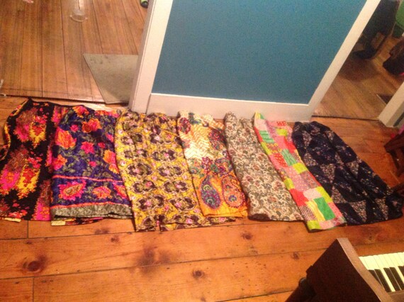 Women's quilted 1970s skirts hippy vintage tapestr