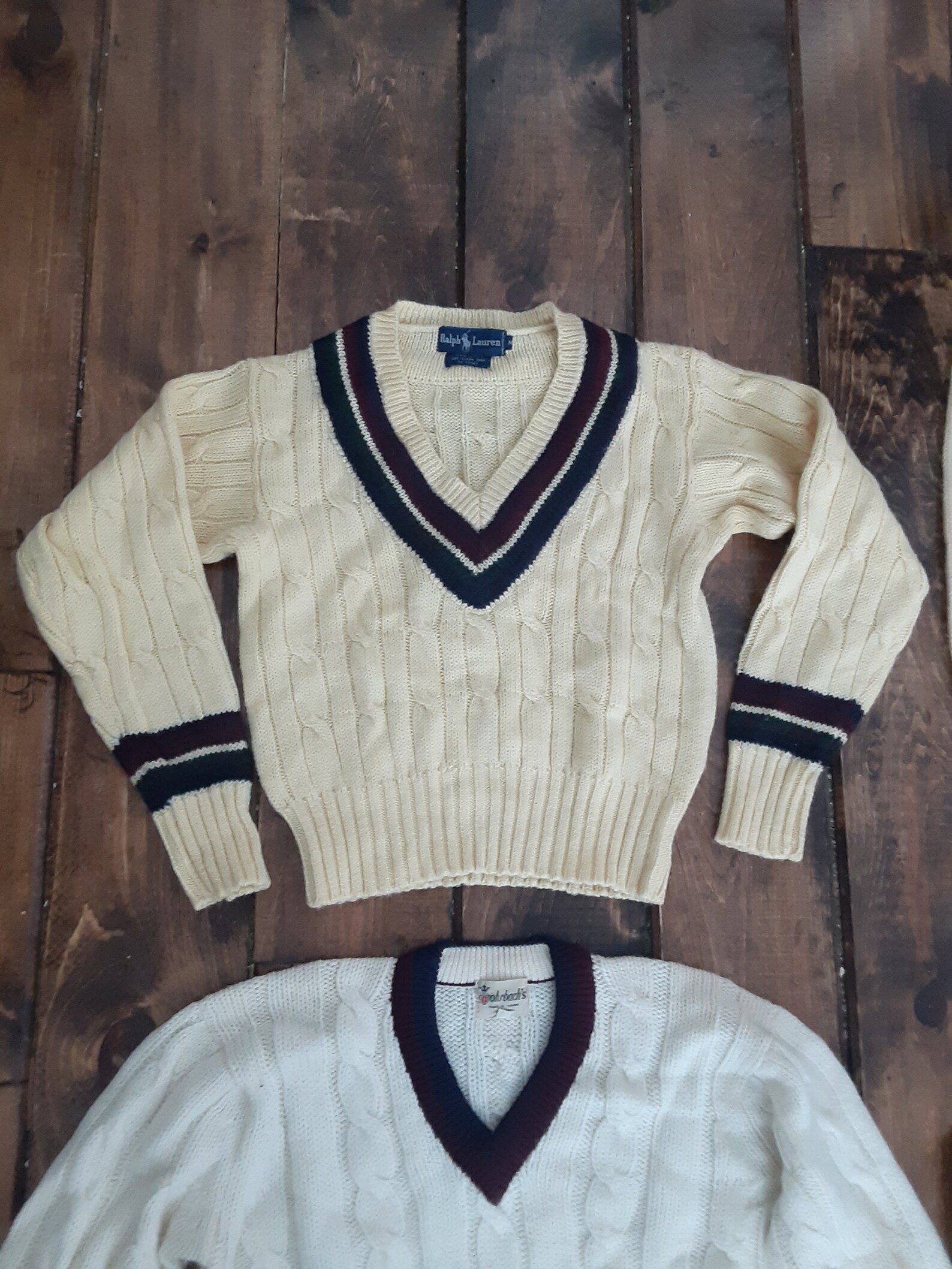 Vintage cricket v neck athletic sporty long sleeve wool 1980 Etsy