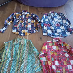 Dödslager vintage bomullsmönster western patchwork 1960 1970 herrtillverkad USA långärmad knapptittande pick 1